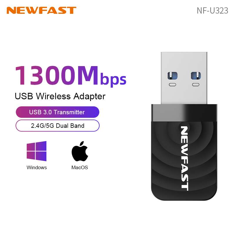 Gigabit Network Card - Newfast 1300Mbps USB WiFi Adapter Dual-band