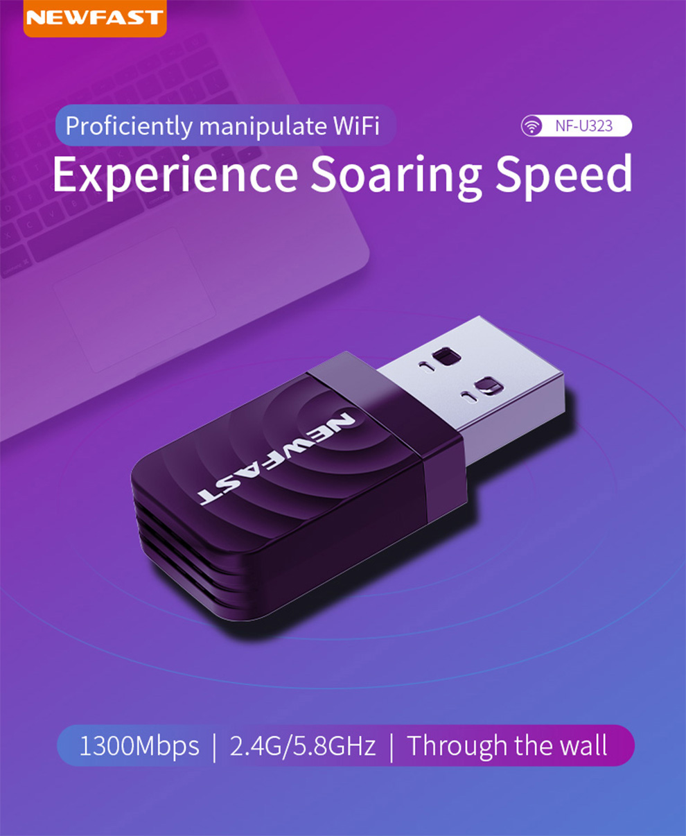Newfast 1300Mbps USB WiFi Adap - Gigabit Network Card recension och pris