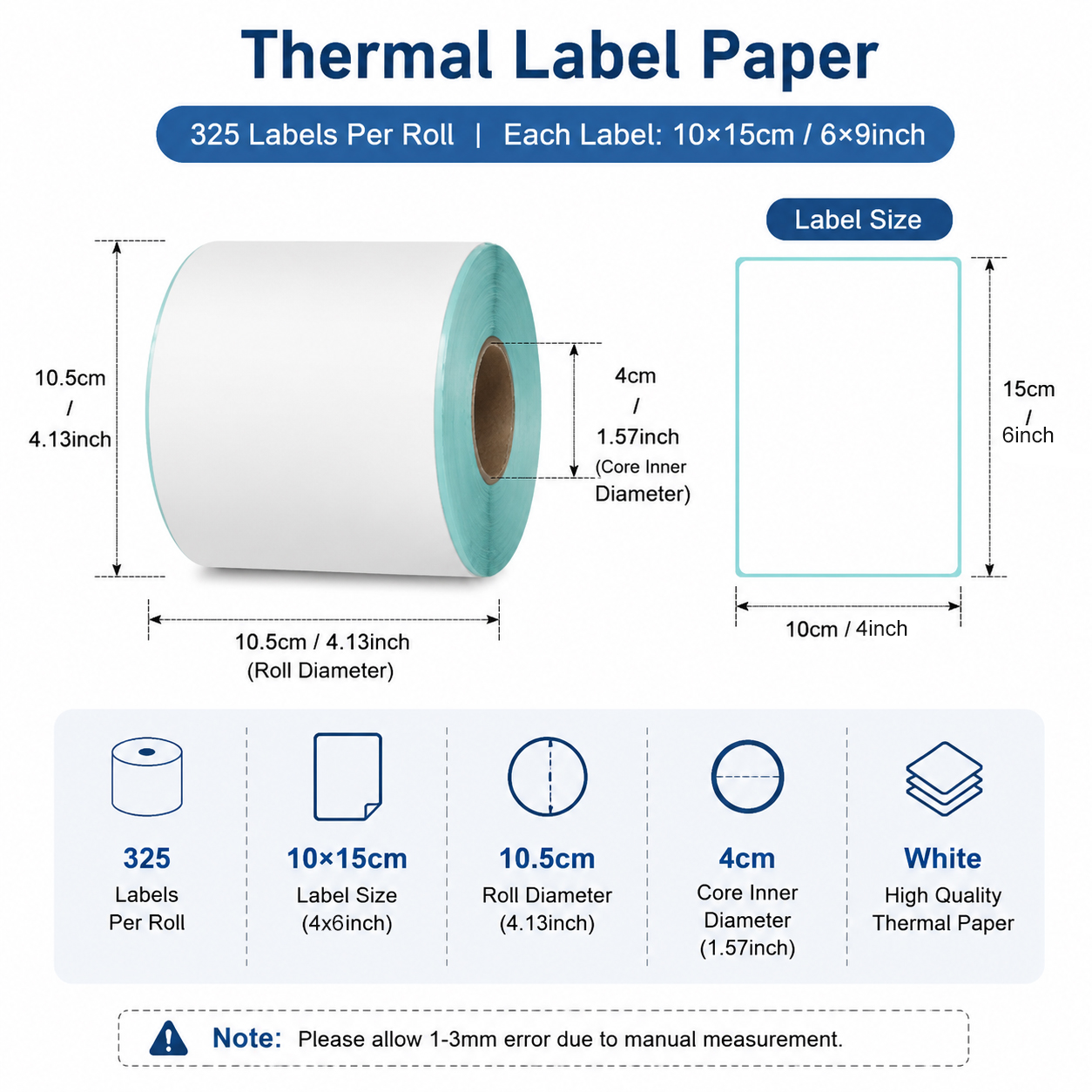 325 Sheets 4''x6'' White Therm - Label Printer Thermal recension och pris